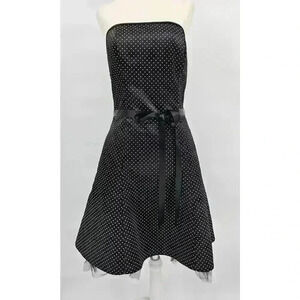 Jessica McClintock For Gunne Sax Junior's 7 Black/White Polkadot Strapless Dress